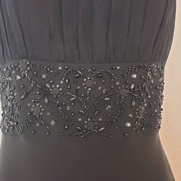 Ann Taylor Vintage Dress 6 Black Silk Beaded Elegant Formal Dark Fairy Whimsy - Picture 3 of 12